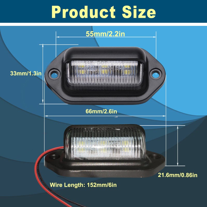 XINYANG 2Pcs Xenon White Led License Plate Light - 12V-24V Dc Waterproof 6-Smd Lamp Taillight For Truck  Suv  Trailer  Van  Rv  Boats - Step Courtesy  Dome/Cargo  Under Hood Light - Image 2