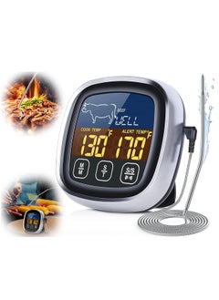 Digital Meat Thermometer for Cooking, Upgraded Touchscreen Large Display Instant Read Food Thermometer with Backlight, Long Probe, Kitchen Timer, Cooking Thermometer for Oven, BBQ