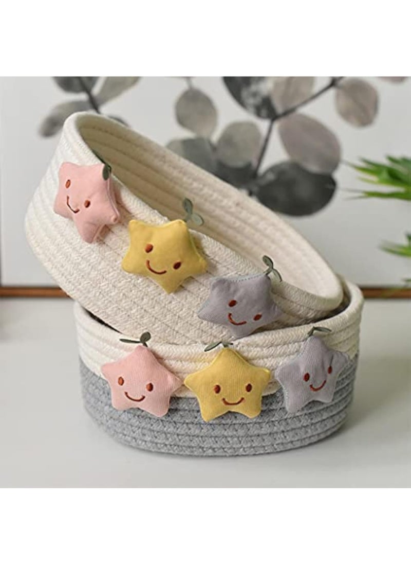Arabest Chic Star-Shaped Woven Cotton Storage Basket - Perfect For Keys, Remote Controls & Sundries Organizer (Grey)  - Image 4