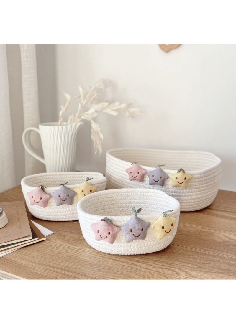 Arabest Chic Star-Shaped Woven Cotton Storage Basket - Perfect For Keys, Remote Controls & Sundries Organizer (Grey)  - Image 3