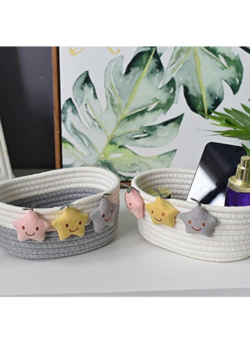 Arabest Chic Star-Shaped Woven Cotton Storage Basket - Perfect For Keys, Remote Controls & Sundries Organizer (Grey)  - Image 5