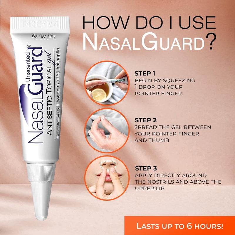 NasalGuard Antiseptic Topical Gel  Kills 999 of Germs  Patented Positive Ion Technology Nonirritating Safe for Daily use  Over 150 Applications Per Tube 3 Grams Unscented - Image 4