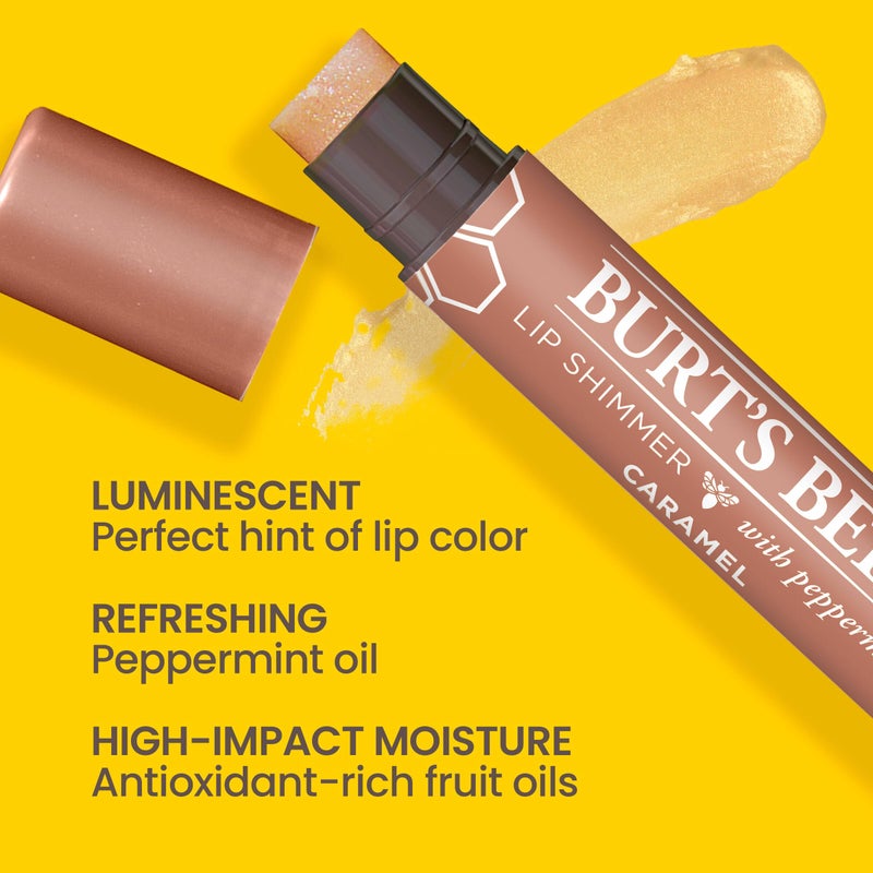 Burt's Bees Shimmer Lip Tint Set, Tinted Lip Balm Stick, Moisturizing for All Day Hydration with Natural Origin Glowy Pigmented Finish & Buildable Color, Caramel (4-Pack) - Image 2