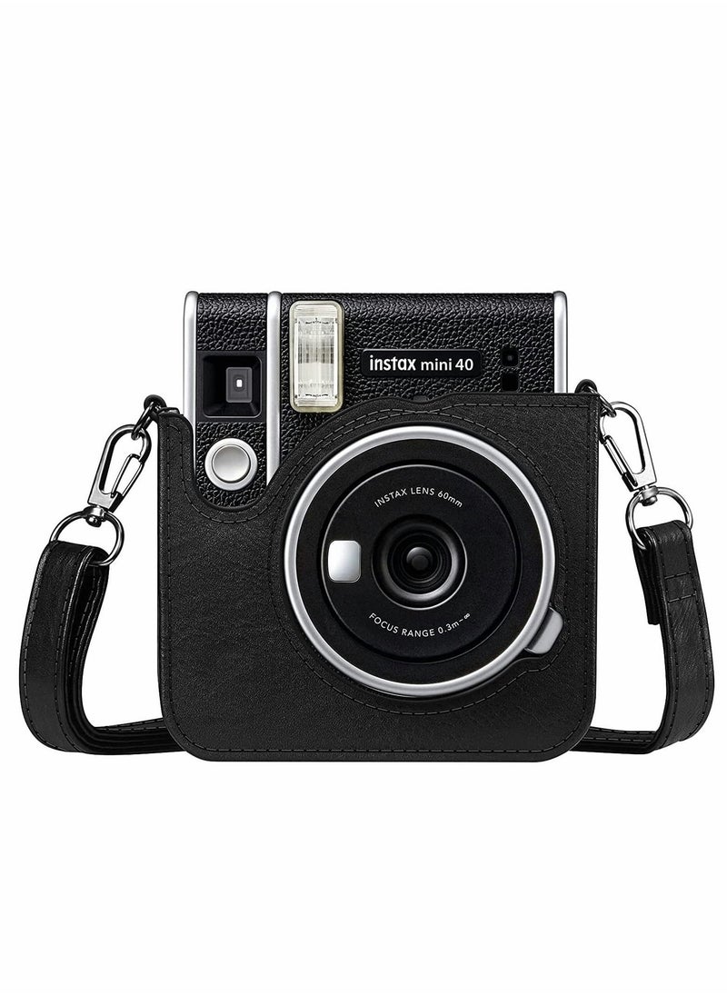 جراب كاميرا لجهاز Mini 40 جراب واقٍ للكاميرا الفورية متوافق مع كاميرا Instax Mini 40 بفيلم فوري (أسود)