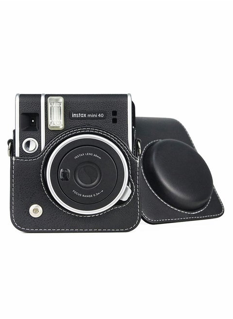 جراب كاميرا لجهاز Mini 40 جراب واقٍ للكاميرا الفورية متوافق مع كاميرا Instax Mini 40 بفيلم فوري (أسود)