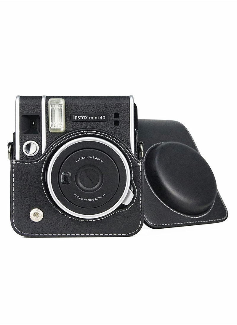 جراب كاميرا لجهاز Mini 40 جراب واقٍ للكاميرا الفورية متوافق مع كاميرا Instax Mini 40 بفيلم فوري (أسود)