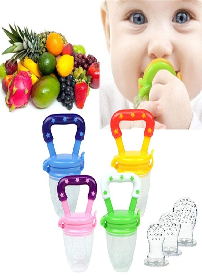 Koochie-Koo BPA-Free Silicone Food Nibbler, Teether with Different Size Mesh Nipples, Food Nibbler with Easy Grip Handle, Teether Feeder for New Born Baby 3-12 Months (Pack of 1, Multicolor) - Image 1