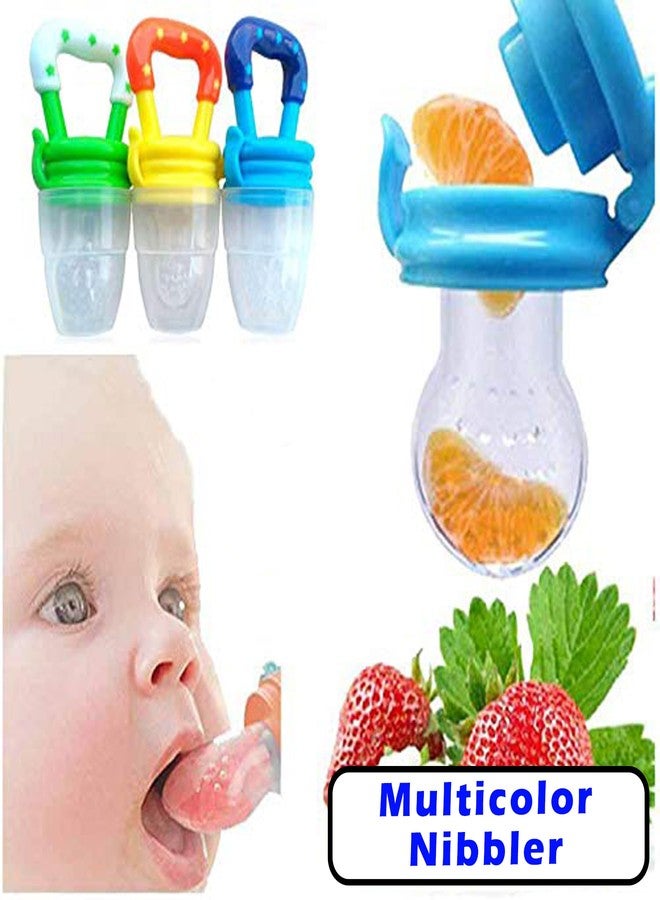 Koochie-Koo BPA-Free Silicone Food Nibbler, Teether with Different Size Mesh Nipples, Food Nibbler with Easy Grip Handle, Teether Feeder for New Born Baby 3-12 Months (Pack of 1, Multicolor) - Image 3