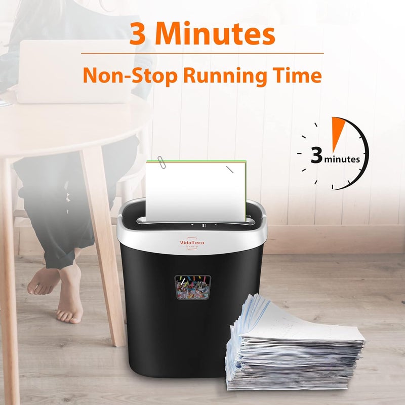 VidaTeco 9-Sheet Home Shredder | Anti-Jam P-4 High Security Cross Cut, 3.9-Gallon Basket, Shreds Credit Cards, CDs, Staples & Paper Clips, ETL - Image 4