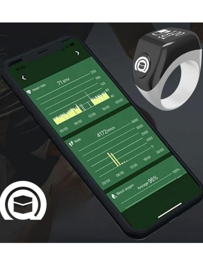 نيم ات خاتم ذكي بشاشة LED رقمية لعرض الوقت ومراقبة النشاط – تصميم أنيق وخفيف الوزن بتقنية بلوتوث ذكية، مقاوم للماء، بطارية طويلة الأمد، متوافق مع أجهزة أندرويد وiOS – خاتم ذكي للرجال والنساء لمتابعة اللياقة والصحة - Image 4