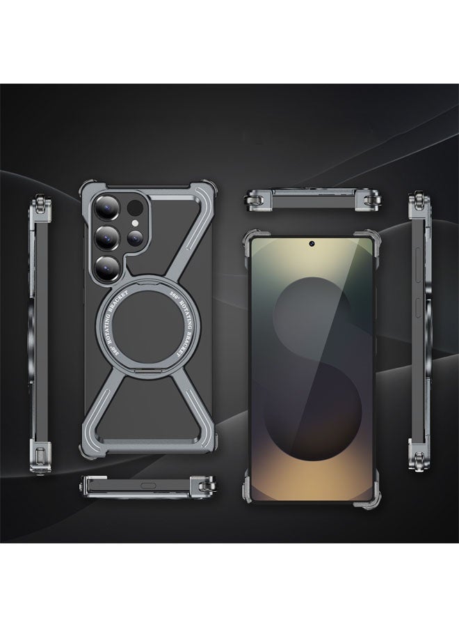 Suitable for Samsung S25Ultra/S24Ultra/S23Ultra metal magnetic rotating bracket mobile phone case anti-fall protective cover - Image 4