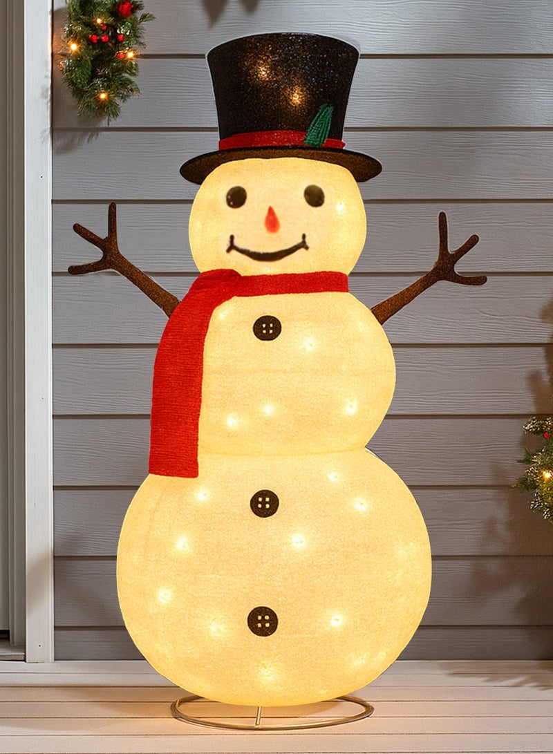 VUCATIN زينة عيد الميلاد الخارجية على شكل رجل ثلج، 1.2 متر، أضواء عيد الميلاد المزخرفة على شكل رجل ثلج، لتزيين العطلات، سلسلة أضواء مدمجة مع 50 لمبة متوهجة بيضاء دافئة للمنزل - Image 1