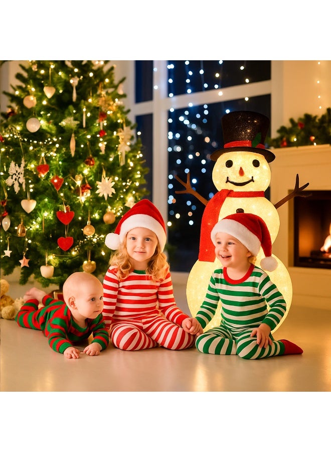 VUCATIN زينة عيد الميلاد الخارجية على شكل رجل ثلج، 1.2 متر، أضواء عيد الميلاد المزخرفة على شكل رجل ثلج، لتزيين العطلات، سلسلة أضواء مدمجة مع 50 لمبة متوهجة بيضاء دافئة للمنزل - Image 5