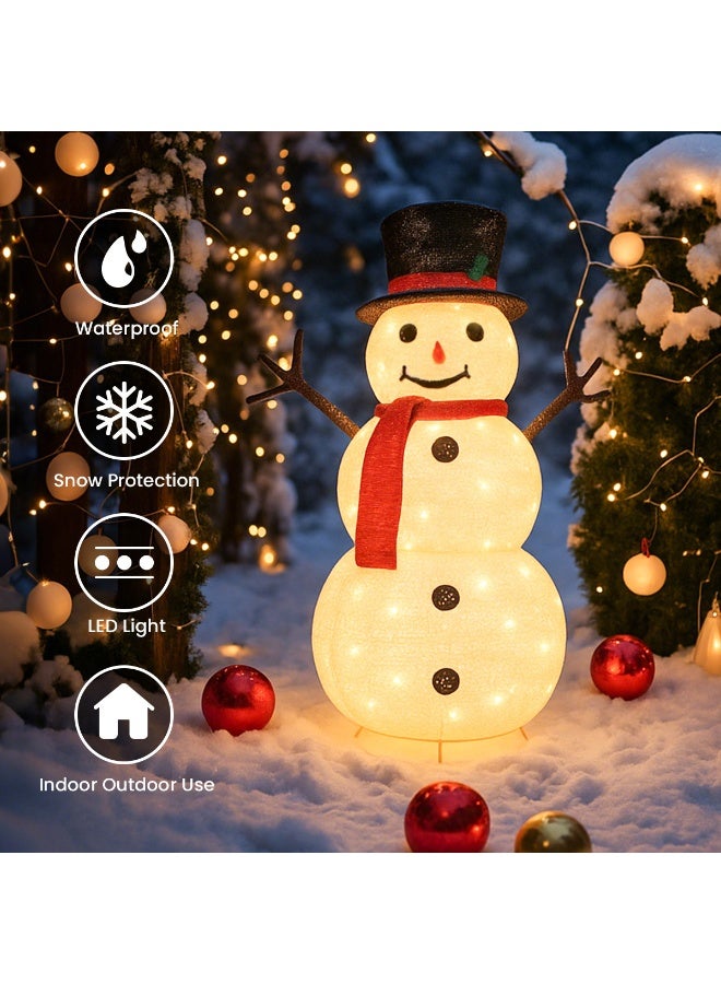 VUCATIN زينة عيد الميلاد الخارجية على شكل رجل ثلج، 1.2 متر، أضواء عيد الميلاد المزخرفة على شكل رجل ثلج، لتزيين العطلات، سلسلة أضواء مدمجة مع 50 لمبة متوهجة بيضاء دافئة للمنزل - Image 3