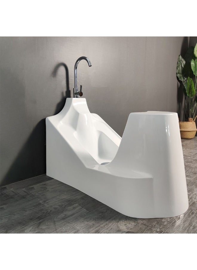 DANUBE HOME Milano Acrylic Wudu Seat | Acrylic WC Accessories | Wudu Seat For Toilet Bathroom Washroom - White  - Image 1