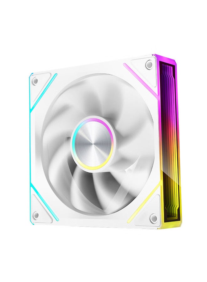 Play Jia Wanjia Xinglian 120mm Fan, White, 12cm, Infinite Mirror, Synchronized Pwm Speed Control, White Case Fan, Argb, Desktop Computer, Quiet - Image 5