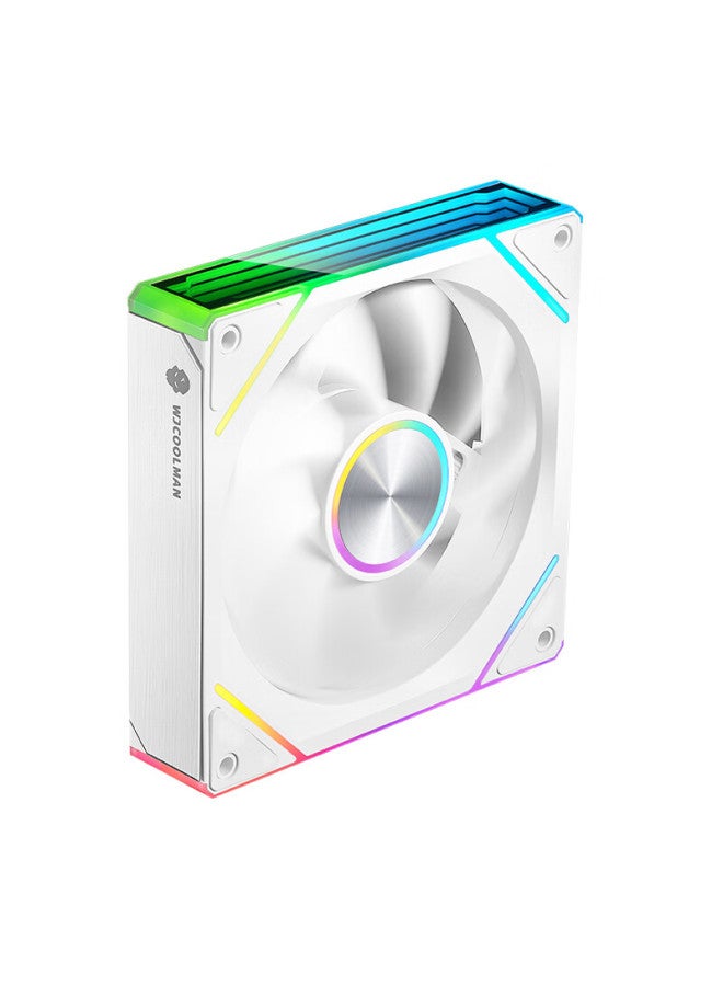 Play Jia Wanjia Xinglian 120mm Fan, White, 12cm, Infinite Mirror, Synchronized Pwm Speed Control, White Case Fan, Argb, Desktop Computer, Quiet - Image 4