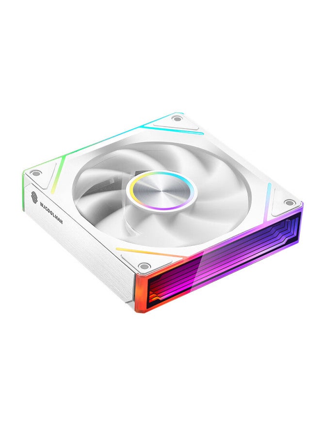Play Jia Wanjia Xinglian 120mm Fan, White, 12cm, Infinite Mirror, Synchronized Pwm Speed Control, White Case Fan, Argb, Desktop Computer, Quiet - Image 3