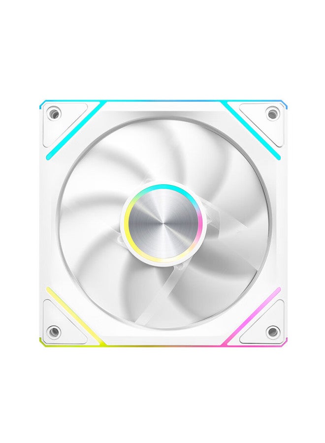 Play Jia Wanjia Xinglian 120mm Fan, White, 12cm, Infinite Mirror, Synchronized Pwm Speed Control, White Case Fan, Argb, Desktop Computer, Quiet - Image 2