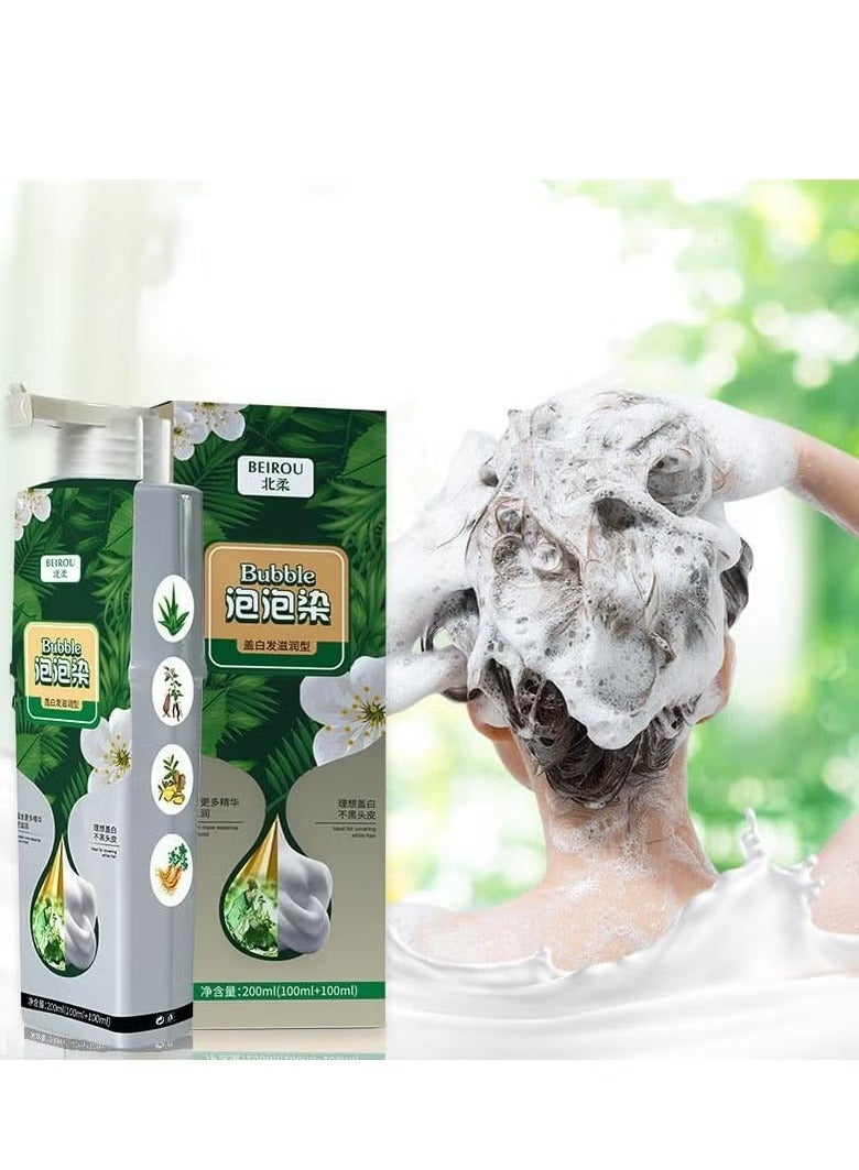 200 ML Natural Plant Bubble Hair Dye，Pure Plant Extract for Grey Hair Color Bubble Dye Shampoo - Image 2