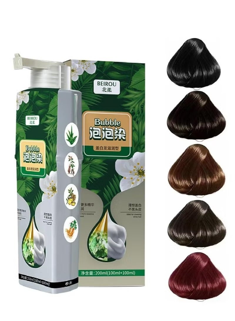 200 ML Natural Plant Bubble Hair Dye，Pure Plant Extract for Grey Hair Color Bubble Dye Shampoo - Image 1