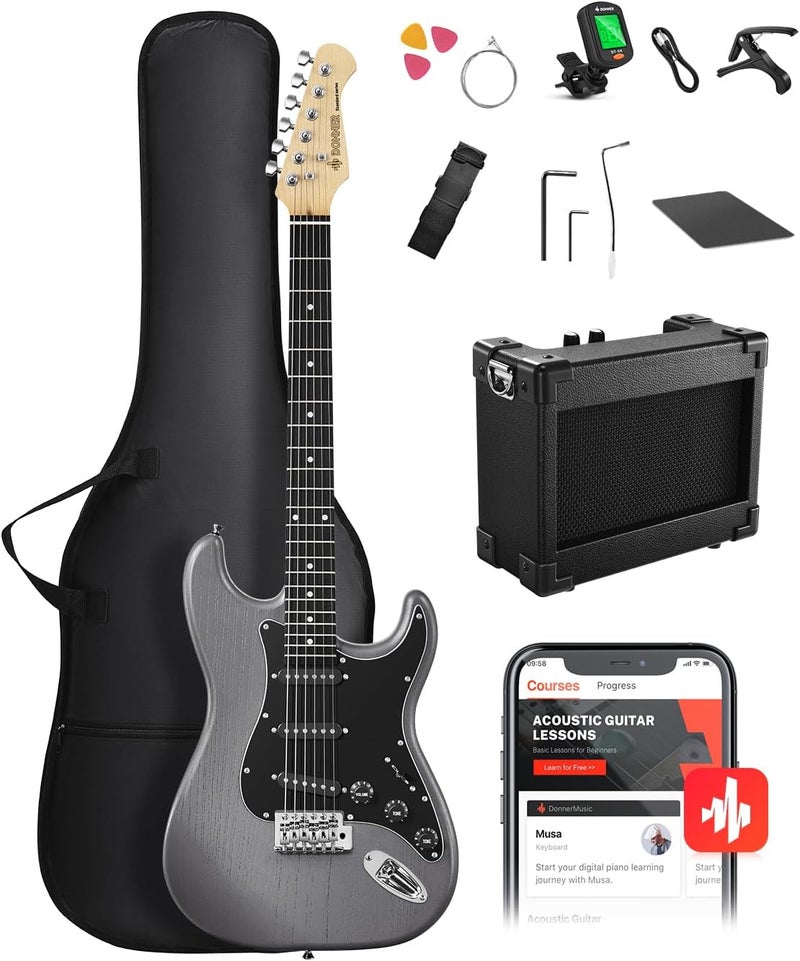 DONNER DST-80 Electric Guitar 39” Beginner Kit with Amp, Gig Bag, Tuner, Capo, Strap, and Free Online Lessons - Image 1