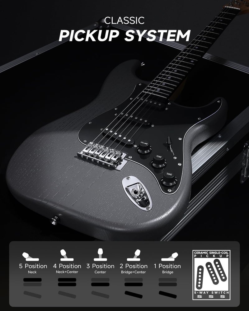 DONNER DST-80 Electric Guitar 39” Beginner Kit with Amp, Gig Bag, Tuner, Capo, Strap, and Free Online Lessons - Image 3
