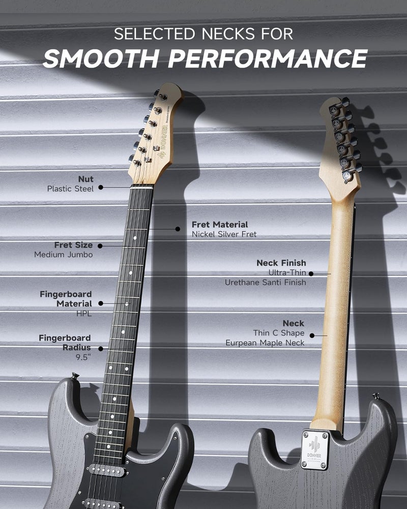 DONNER DST-80 Electric Guitar 39” Beginner Kit with Amp, Gig Bag, Tuner, Capo, Strap, and Free Online Lessons - Image 4