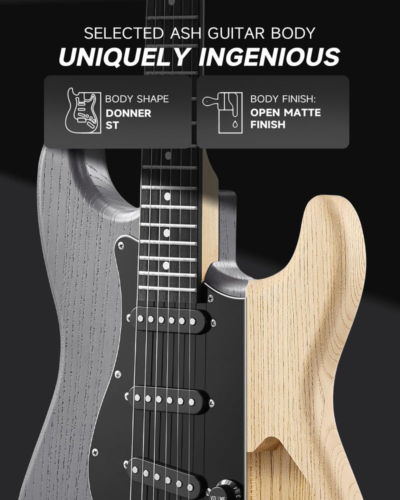 DONNER DST-80 Electric Guitar 39” Beginner Kit with Amp, Gig Bag, Tuner, Capo, Strap, and Free Online Lessons - Image 5