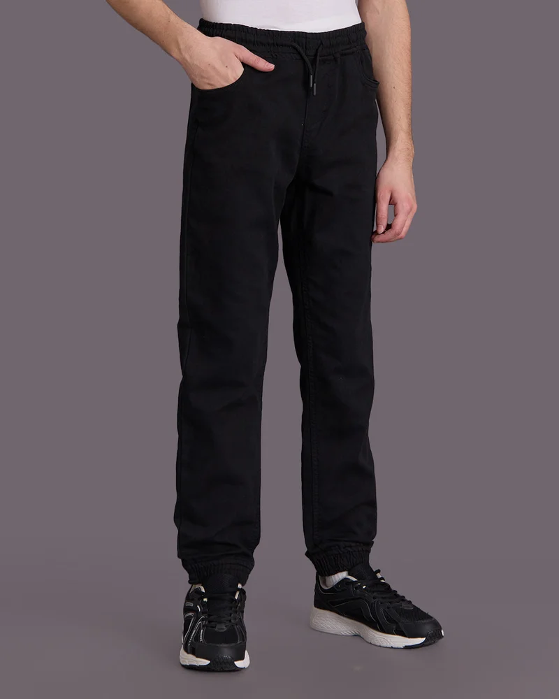 REDTAG Senior Boys Black Denim Joggers