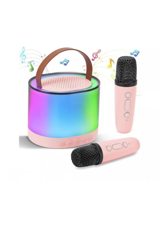 Karaoke Machine for Kids, Mini Portable Bluetooth Karaoke Speaker with 2 Wireless Mics and led Colorful Lights for Kids Adults, Gifts Toys for Girls Boys Family Home Party Multicolor - Image 1