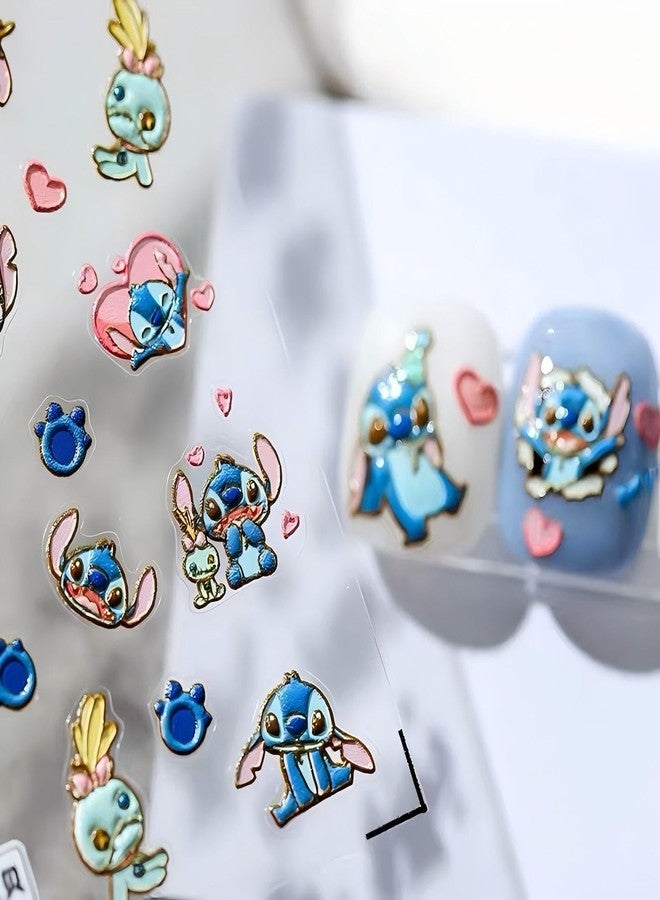 Dedyel 5D Embossed Cute Nail Art Stickers Cartoon Kawaii Design Anime Self Adhesive Nail Stickers for Women Kids Girls Nails Art Decorations - Image 2