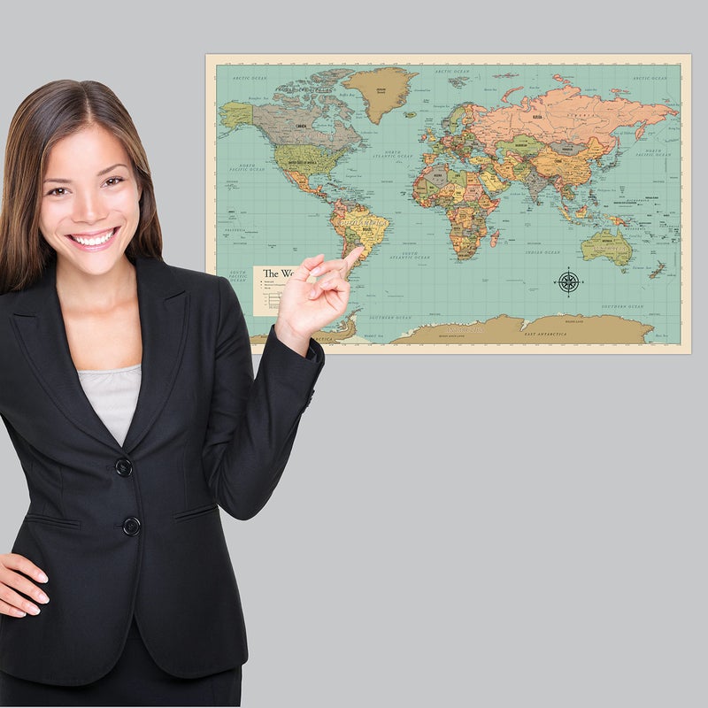 Palace Learning 2 Pack - World Map Poster & USA Map Chart [Tan/Color] (LAMINATED, 18” x 29”) - Image 5