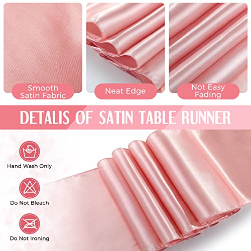 Breling 24 Packs White and Rose Gold Disposable Plastic Tablecloths and Satin Table Runner Set, 54 x 108 Inch Tablecloth, 12 x 108 Inch Table Runners for Wedding Graduation Birthday Baby Shower - Image 4