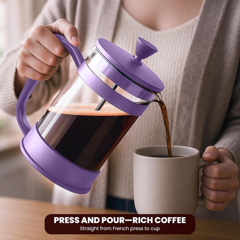 Utopia Kitchen 12 Ounce French Press Espresso and Tea Maker with Triple Filters, Stainless Steel Plunger and Heat Resistant Borosilicate Glass - Plum - Image 3
