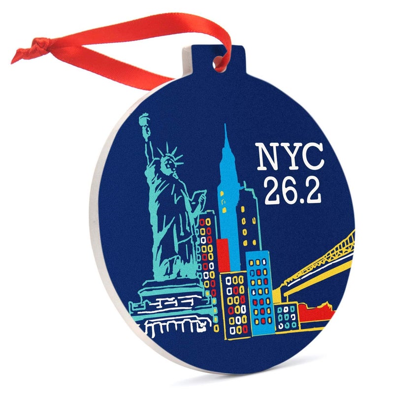 Gone for a Run Running Round Ceramic Christmas Ornament  NYC 262  New York Marathon