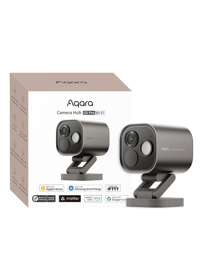 Aqara Camera Hub G5 Pro WiFi, Color Night Vision Security Camera Outdoor, 2.4/5Ghz WiFi, HomeKit Secure Video, Thread Border Router, Local Detection, Thread/Zigbee, Supports Alexa,Google Home (Gray) - Image 1