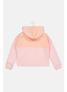 Ideology  Kids Girl Hooded Long Sleeve Two-Tone Sweatshirt, Pink  - Image 2