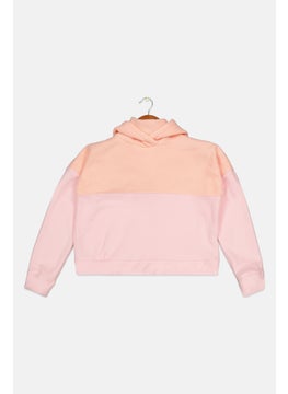 Ideology  Kids Girl Hooded Long Sleeve Two-Tone Sweatshirt, Pink  - Image 1