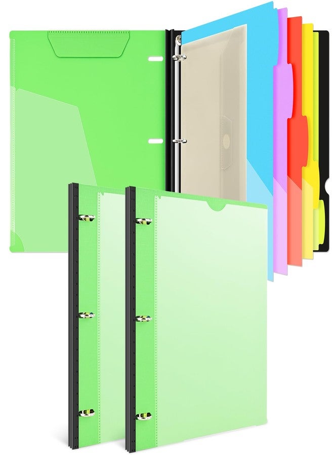 INFUN 1 Inch Telescoping Project Organizer Binder-2PCS,13 Pocket, Customizable Front Cover, 5 Colors Pocket Divider and Plastic Binder Pocket，225 Sheet Capacity-Green - Image 1