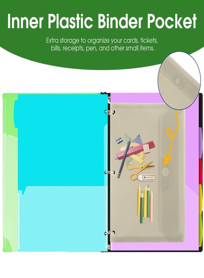 INFUN 1 Inch Telescoping Project Organizer Binder-2PCS,13 Pocket, Customizable Front Cover, 5 Colors Pocket Divider and Plastic Binder Pocket，225 Sheet Capacity-Green - Image 5