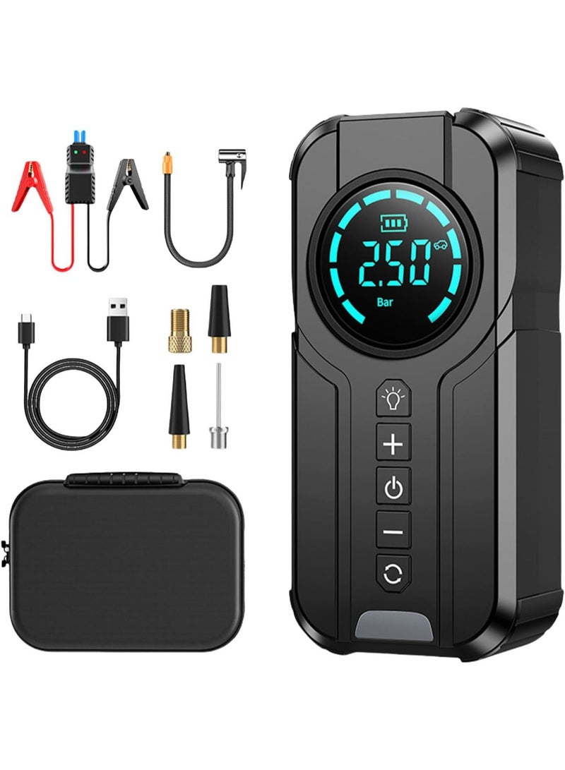 Portable Air Compressor With Emergency Vehicle Jump Starter, LED Light, Digital Pressure Display and USB Type C Charging - Image 3