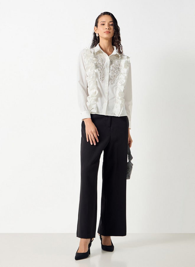 2Xtremz Embellished Shirt with Long Sleeves and Ruffle Detail - Image 2