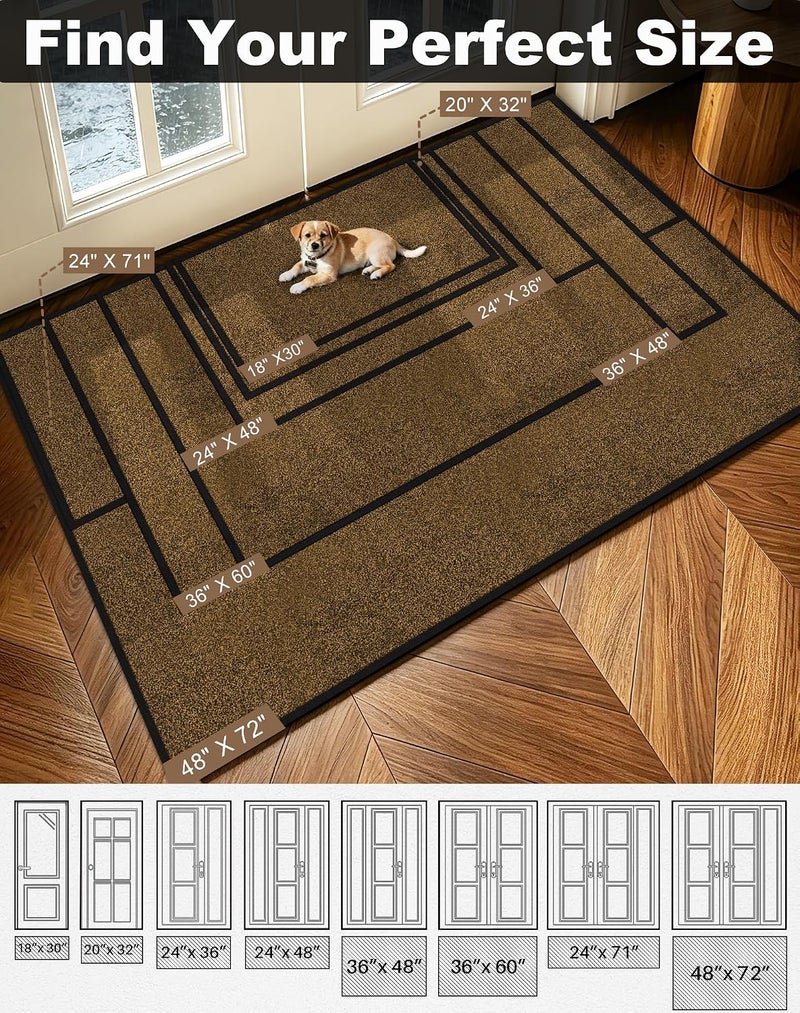 ميباو حصيرة باب ميباو لامتصاص الأوساخ للاستخدام الداخلي والخارجي، مقاس 24" x 36"، لون بني أسود، قابلة للغسيل، مانعة للانزلاق، مثالية للمداخل والأحذية، تتميز بقدرة عالية على امتصاص الأوساخ. - Image 2