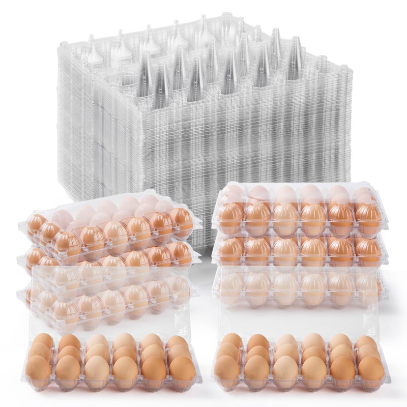 APOCHON 40 PCS Egg Cartons 18 Count, Clear Egg Cartons Cheap Bulk for Fresh Eggs, Reusable Plastic Empty Egg Cartons for Home and Farmer's Markets - 3x6 Grids Medium Egg Containers - Image 1
