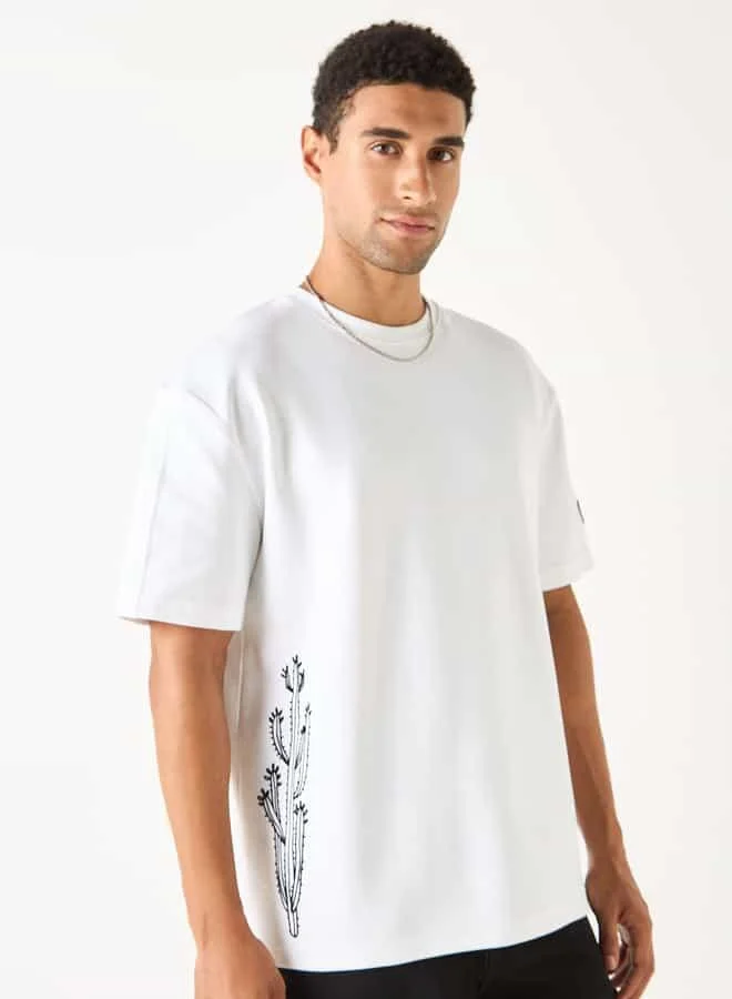 Lee Cooper Lee Cooper Printed Relaxed Fit T-shirt with Short Sleeves