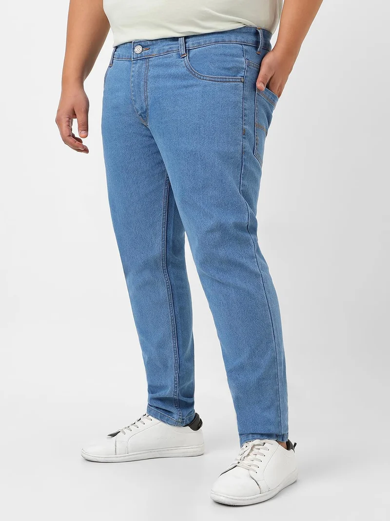 أوربانو فاشن Urbano Plus Men's Light Blue Regular Fit Solid Jeans Stretchable