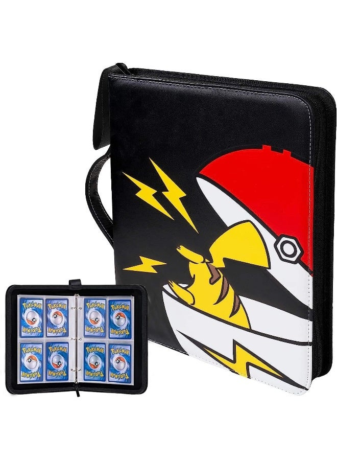 SHOWAY Pokemon Card Binder, 4 Pocket Card Trading Card Binder with 50 Removable Sleeves, Binder Holder Collector Album with Zipper Holder Up to 400 Cards, Large  - Image 1