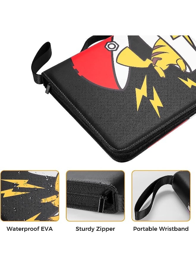 SHOWAY Pokemon Card Binder, 4 Pocket Card Trading Card Binder with 50 Removable Sleeves, Binder Holder Collector Album with Zipper Holder Up to 400 Cards, Large  - Image 4