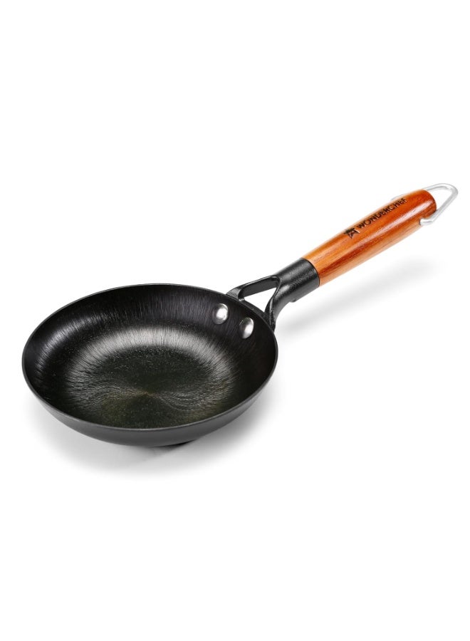 Wonderchef Pre-Seasoned Ferro Light 20cm Cast Iron Fry Pan | 800 ml | Acacia Wooden Handles | Gravity Moulding Technology | No Chemical Coating | 10 Year Warranty - Image 1
